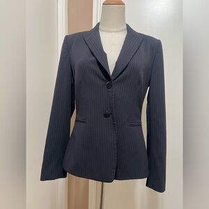 Tahari Artur LaVine Women's Blazer Jacket Black Pinstripe Size 6 Two Button